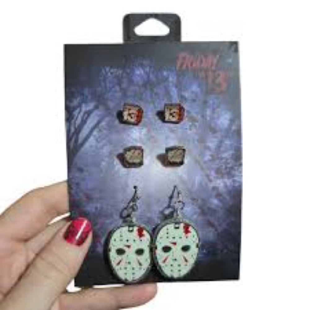 Friday the 13th Jason vorhees Mask Earrings and Studs Set